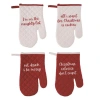 Transpac Quilted Christmas Oven Mitt Set Of 4 Home Decorations In Red