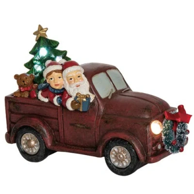 Transpac Red Christmas Light Up Musical Santa Wagon