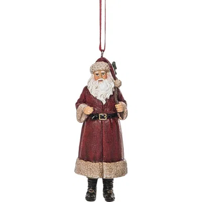 Transpac Red Coat Santa Ornament In Multi