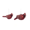 Transpac Red Holiday Glitter Cardinal Ornament Set Of 2 Glass Ornaments In Red