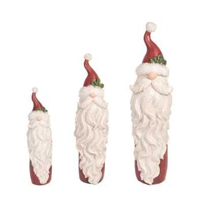 Transpac Resin 15.75 In. White Christmas Bearded Santas Set Of 3
