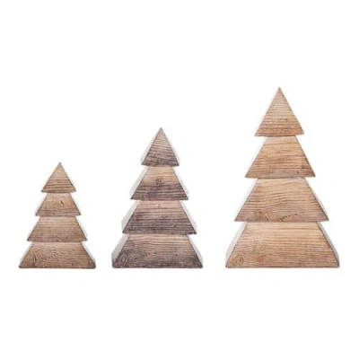 Transpac Resin Brown Christmas Textured Tree Set Of 3