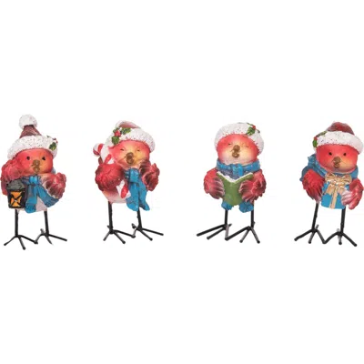 Transpac Resin Cardinal And Candy Cane Figurines Set For Christmas Decor In Red