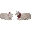 Transpac Resin Christmas Pig Cow Container Set Of 2 Home Decorations In White