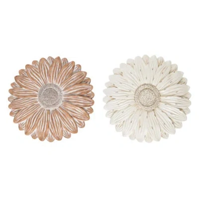 Transpac Resin Daisy Stepping Stone Set Of 2 Spring Home Decor For Pathways And Gardens In Multi