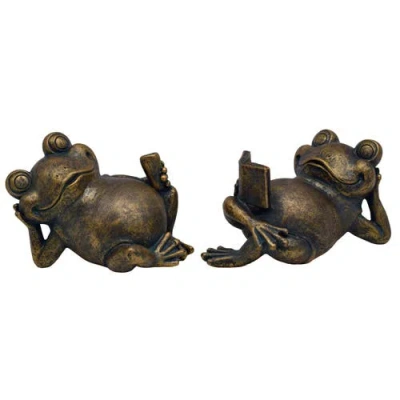 Transpac Resin Frog Lounging Set Of 2 Bronze For Spring Home Decor In Brown