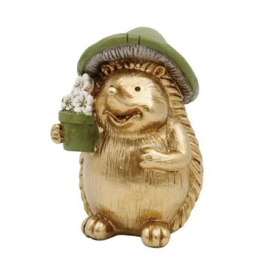 Transpac Resin Gold Hedgehog Figurine Garden Accents For Spring Home Decor In Multi