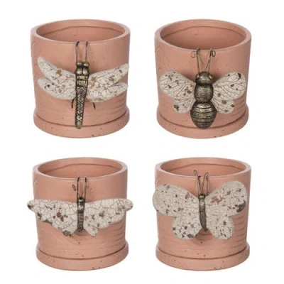 Transpac Resin Insect Pot Hangers Set Of 4 Multicolored For Spring Garden Decor