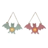 Transpac Resin Led Bat Wall Art Set Of 2 Halloween Decoration Green In Multi