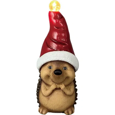 Transpac Resin Led Hedgehog With Red Hat Decorative Figurine For Christmas In Multi
