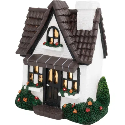 Transpac Resin Led Mini Garden White Cottage Multicolored For Spring Tabletop Lighting