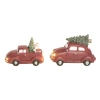 Transpac Resin Light Up Christmas Car Figurine Set Of 2 Decorations In Red