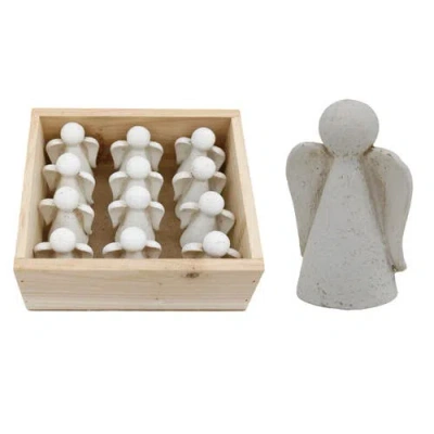 Transpac Resin Mini Angels Set Of 12 White For Spring Home Decor
