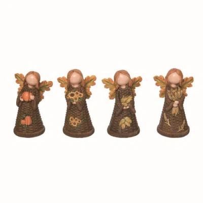 Transpac Resin Multicolor Autumn Angel Figurine Set Of Four