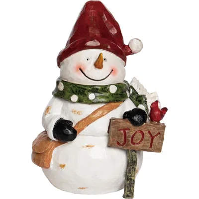 Transpac Resin Multicolored Christmas Carved Snowman Figurine