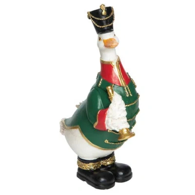 Transpac Resin Multicolored Christmas Duck Nutcracker Figurine