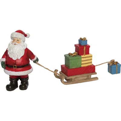 Transpac Resin Multicolored Christmas Santa And Sleigh Decor