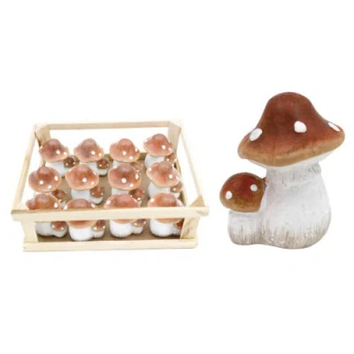 Transpac Resin Mushroom Couple Crate Set Of 12 Spring Home Decorations Decorative Objects In Multi