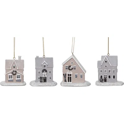 Transpac Resin Nordic Cabin Ornament Set Of Christmas Home Decorations In White