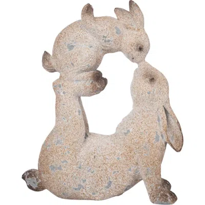 Transpac Resin Parent Child Bunny Figurine Adorable Spring Decor Tabletop Indoor Gift For Home And H In Brown