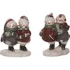 Transpac Resin Quilted Skating Snowman Figurine Set Of Two Christmas Decor In Multi