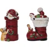 Transpac Resin Santa And Friends Figurine Set Christmas Home Decorations In Red