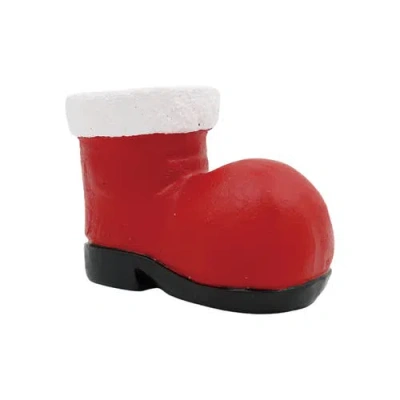 Transpac Resin Santa Boot Container Decorative Object For Christmas In Red