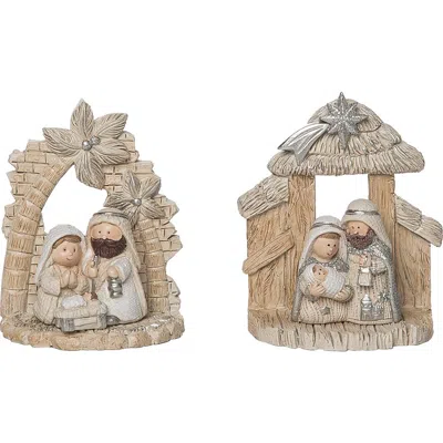 Transpac Resin Shining Nativity Figurine Set Of Christmas Decorations In Brown