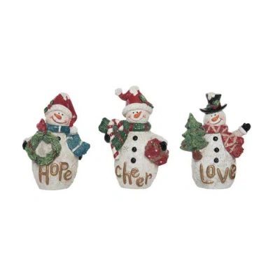 Transpac Resin Snowman Text Figurine Set Of 3 Christmas Decor In Multi