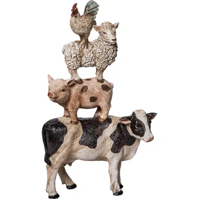 Transpac Resin Stacked Farm Animal Figurine Multicolored For Spring Home Decor