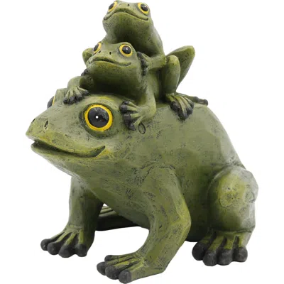 Transpac Resin Stacked Green Frog Figurine Garden Accents For Spring Home Decor