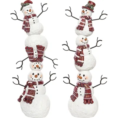 Transpac Resin Stacked Snowman Figurine Set Of Two Christmas Decor In White