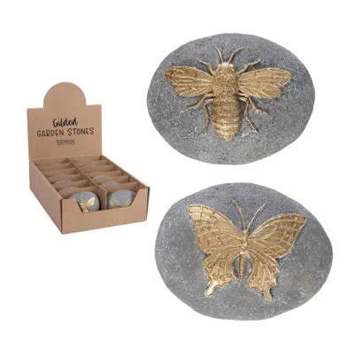 Transpac Resin Stones With Butterfly/bee Gold S/12 Home Decorations Spring In Gold;silver