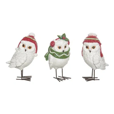 Transpac Resin Winter Owl Figurine Set Of Three Christmas Decor In Multi