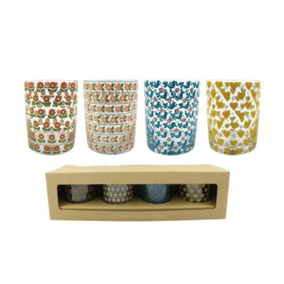 Transpac Retro Juice Glasses Set Of 4 Multicolored 11oz Stylish Drinkware For Home Decor And Gift Gi