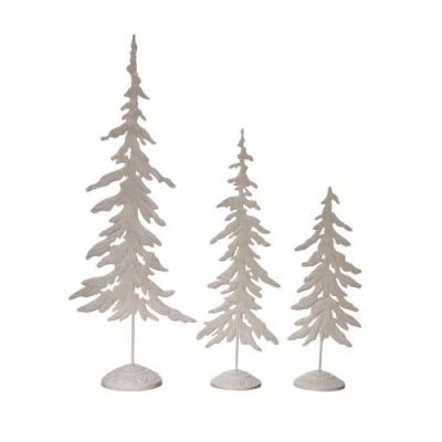 Transpac Rustic Metal Snowy Trees Set Of 3 For Christmas Decor In White