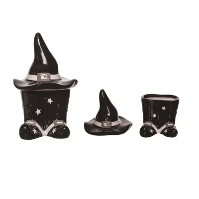Transpac Salt And Pepper Shaker Set In Black;white