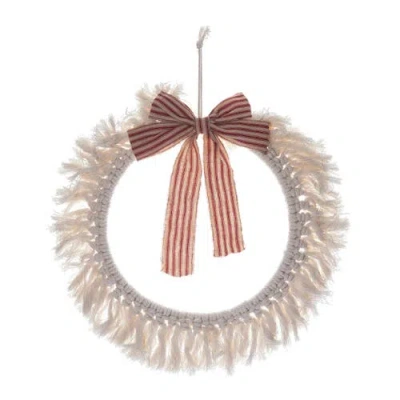 Transpac Sand Christmas Macrame Wreath Modern Floral Wreath For Decor In White