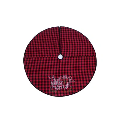 Transpac Season's Designs  48in Merry And Bright Plaid Tree Skirt In Red