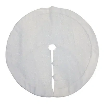 Transpac Season's Designs 48in White Christmas Tree Skirt With Fur Border