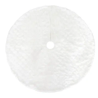 Transpac Season's Designs 48in White Pleated Christmas Tree Skirt Elegant Polyester