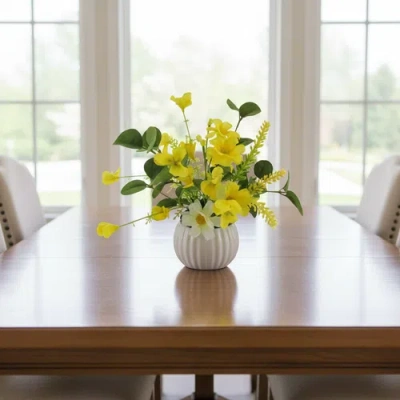 Transpac Season's Designs Artificial Yellow Flower Arrangement In Multi