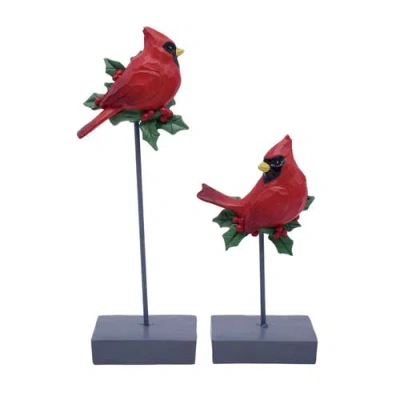 Transpac Set Of 2 Cardinal Figurines For Christmas Tabletop Decor In Red