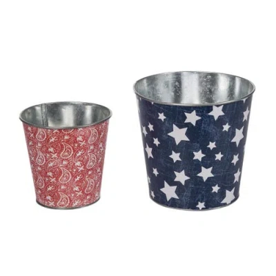 Transpac Set Of 2 Metal Americana Containers Home Decor Patriotic July 4th Decorative Objects In Multi