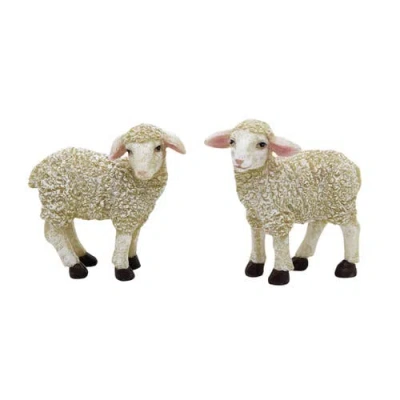 Transpac Set Of 2 Resin Lamb Figurines Charming Home Decorations Decorative Objects In Multi