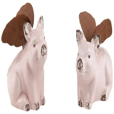 Transpac Set Of 2 Small Pink Ceramic Flying Piggies With Wings 2.75in Home Decor Spring Summer Decor