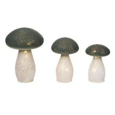 Transpac Set Of 3 Glass Led Mushrooms Home Decorations Spring Decorative Objects For Unique Home Dec In Multi