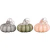 Transpac Set Of 3 Pastel Glass Pumpkins Decorative Objects For Fall In Multi