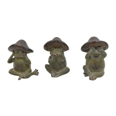 Transpac Set Of 3 Resin Garden Frog Figurines Decorative Animal Decor For Spring Indoor Tabletop Hom In Green