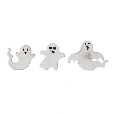Transpac Shaped Ghost Block Decor Set Of 3 Halloween Wood Signs In White